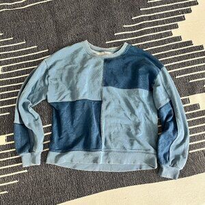MADEWELL BLUE COLORBLOCK SWEATSHIRT SIZE SMALL